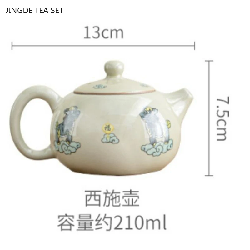 1PCS 210cc Ceramic Xishi Pot High end Home Office Reception Ball Hole Through Follicle Teapot Kung Fu Tea Set