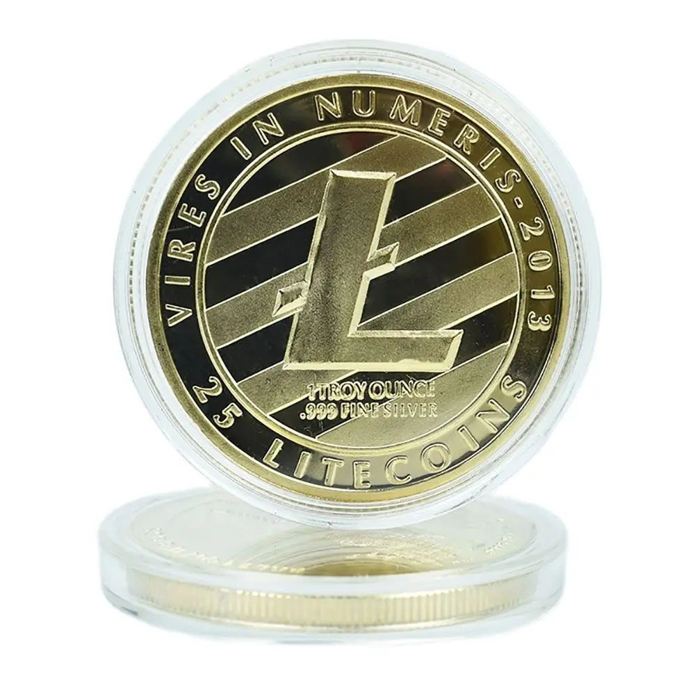 

1pcs 0.999 Silver Gold Plated Litecoin LTC Coin Cryptocurrency Coin