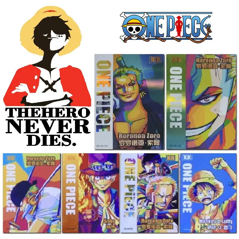One Piece Kabago Second Bullet Xr Set Personaggi Anime Monkey D Rufy Roronoa Zoro Nico-Robin Bronzing Process Collection Card