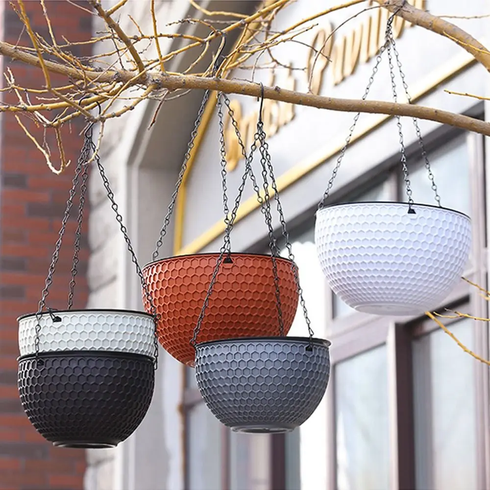 

С сушилкой и подвесной цепочкой, сотовый подвесной цветочный горшок, утолщенная самонамокающаяся подвесная корзина для цветов, прочная Гидропоника