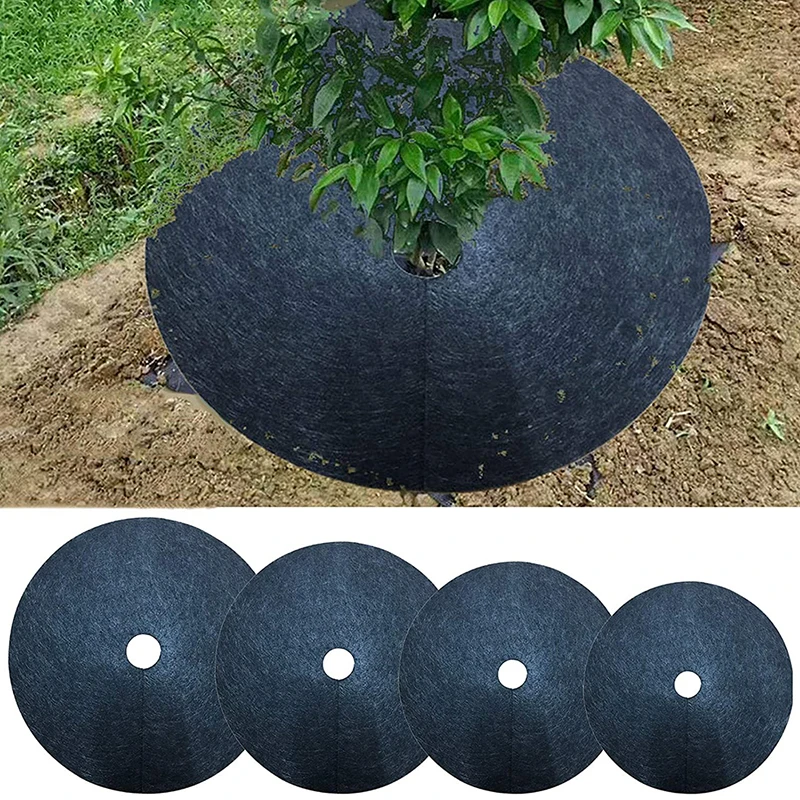 12Pcs Tree Protection Weed Control Fabric Ecological Control Cloth Mulch Ring Round Weed Barrier Plant Cover For Indoor Outdoor Garden
