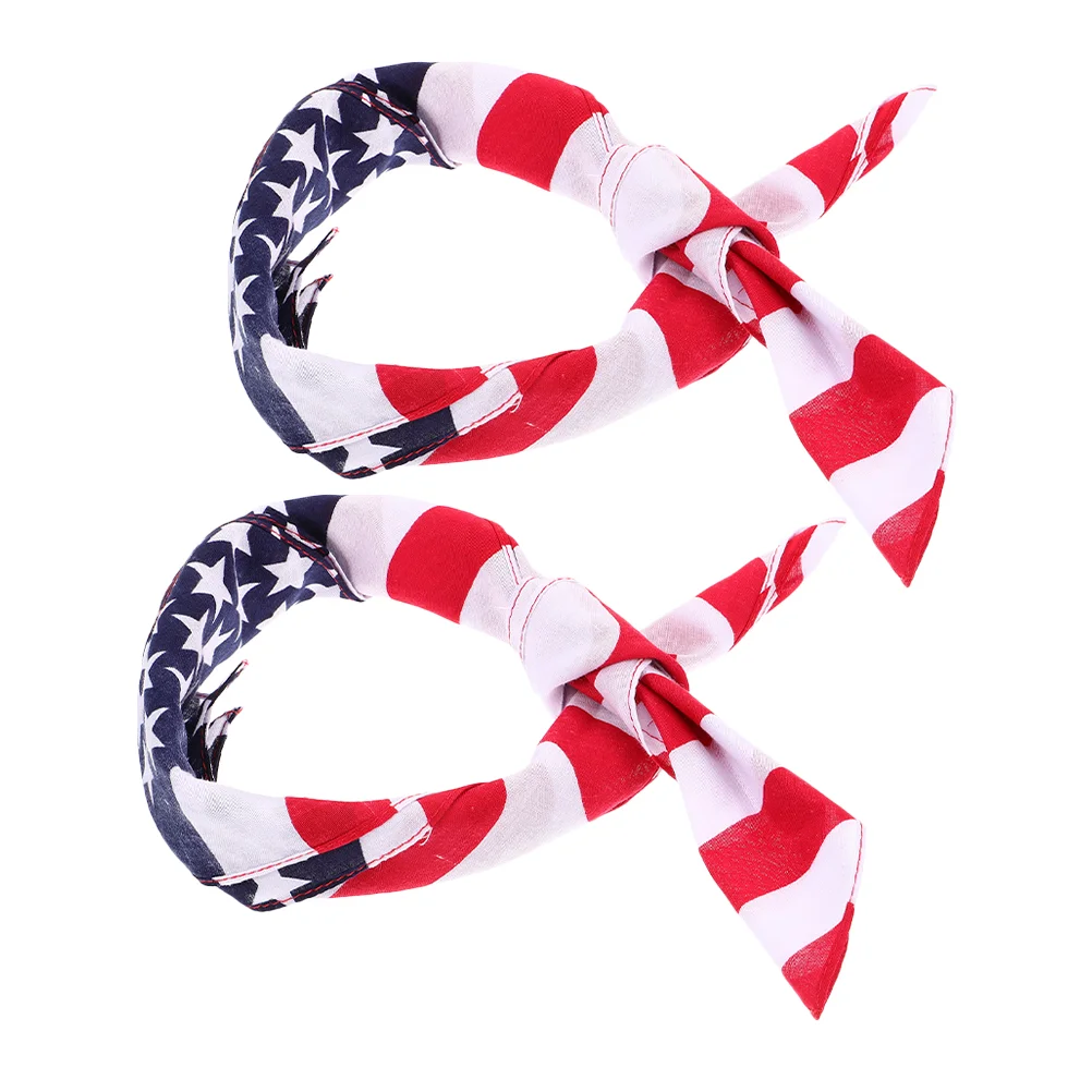 

2 Pcs Scarf Flag Square Women Neckerchief Patriotic Shawl American Handkerchief Bandana Lady Miss