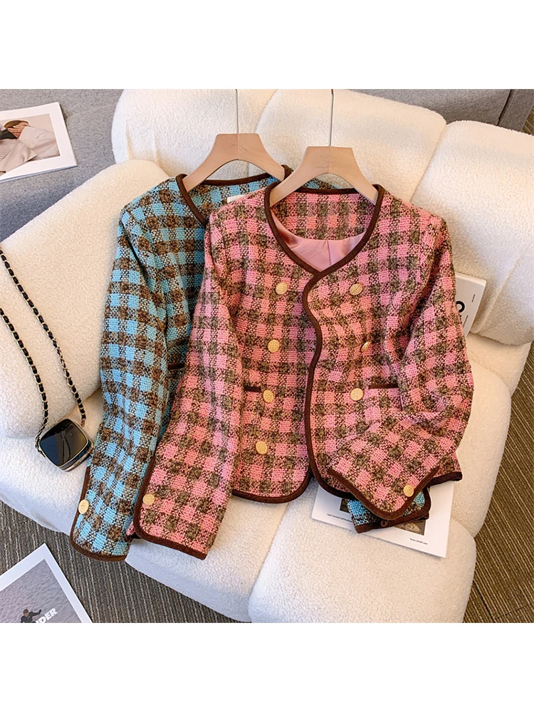 

New Korean version Parka 2022 Autumn Winter Clothes Casual Tweed Jacket Women Coats Vintage Thickened Warm Outwear Ladies Tops