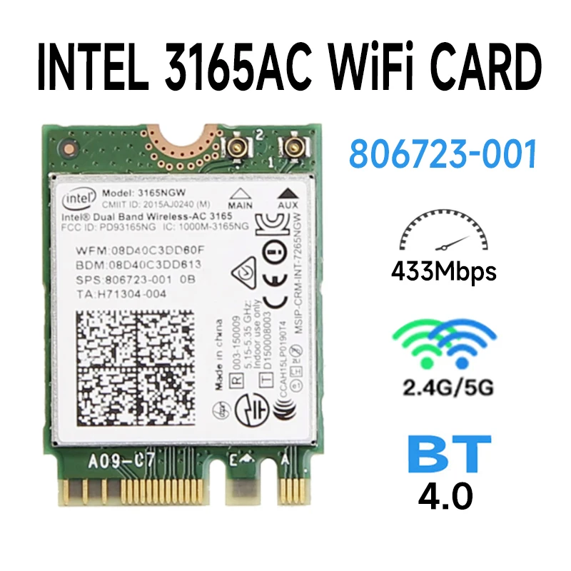 bruger Psykologisk Jeg mistede min vej Intel 3165 3165ngw 3165ac Dual Band Wireless Ac + Bluetooth4.2 Mini Ngff  Wifi Card 802.11ac 4.2 433mbps Ngff Wireless Card 3160 - Network Cards -  AliExpress