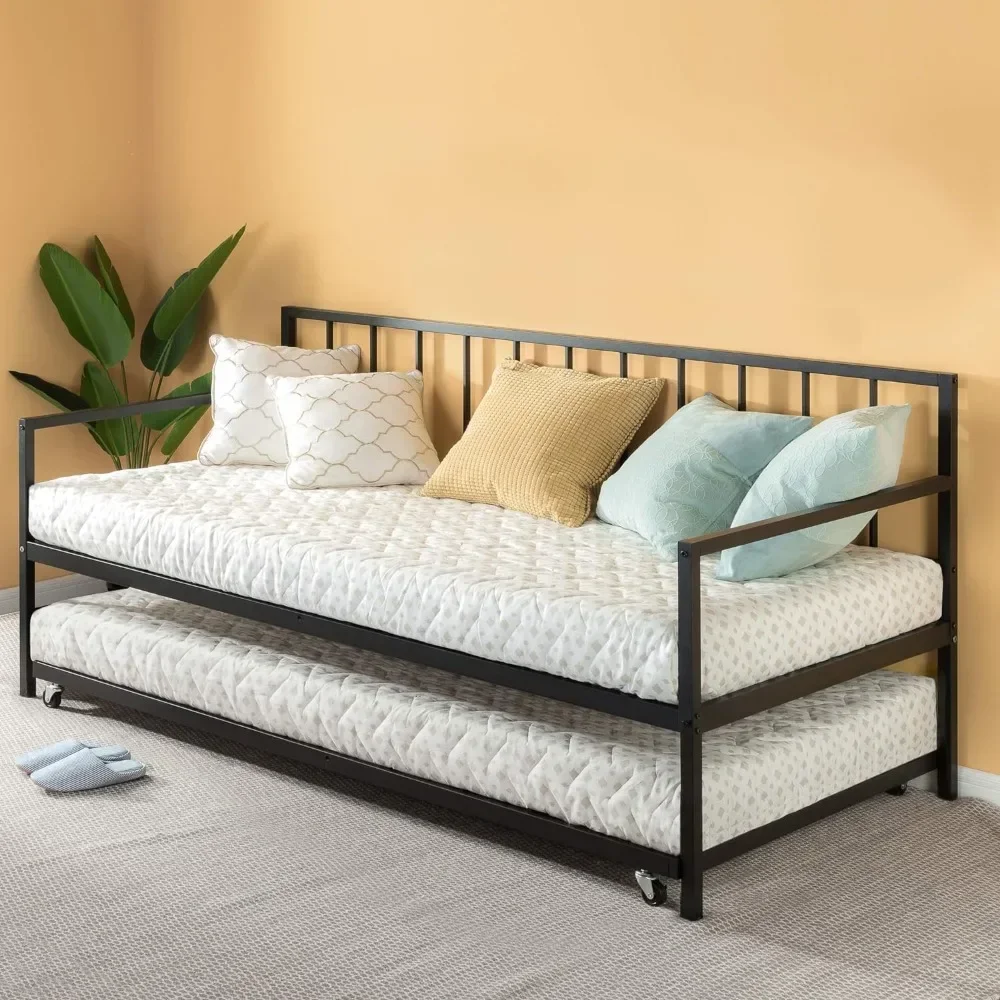 Metal child sofa bed with roller/steel strip support/easy to assemble, double bed child bed