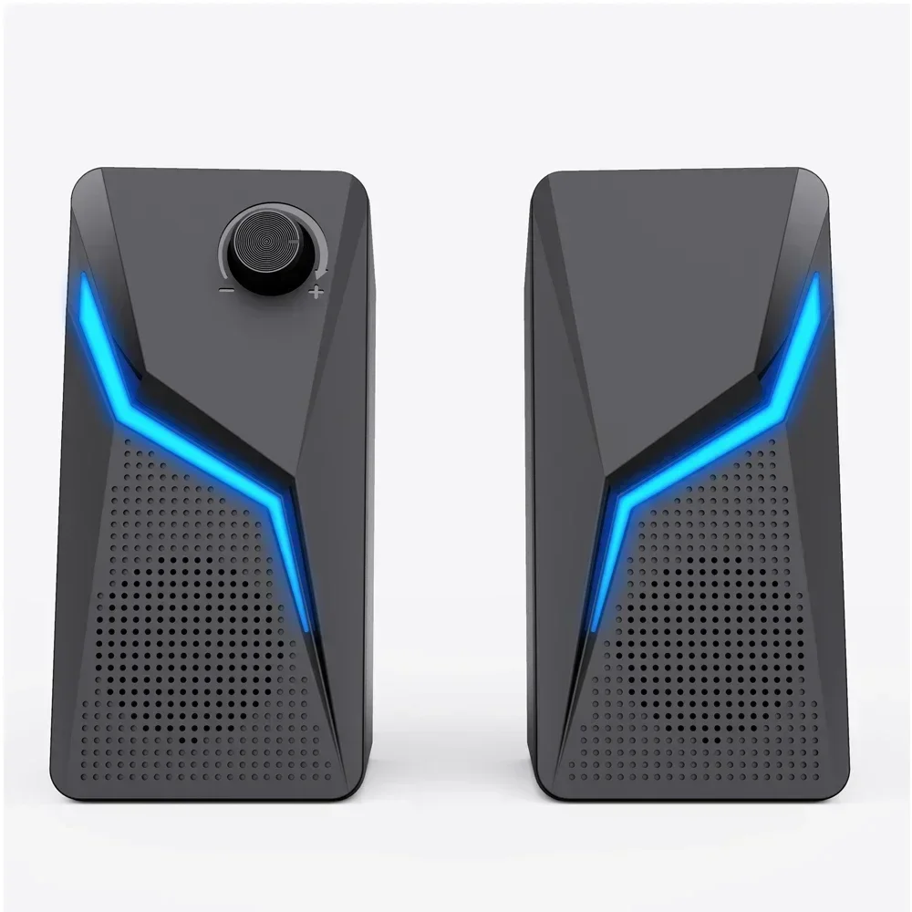 2.0 확성기 PC 사운드 스피커 LED RGB 박스 HIFI 스테레오 마이크 USB 유선 컴퓨터 게임 조명 강력한 저음