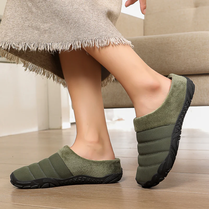 New Couple Outdoor Cotton Slippers Indoor Non-Slip Waterproof Plus Velvet Warm Cotton Slippers 2