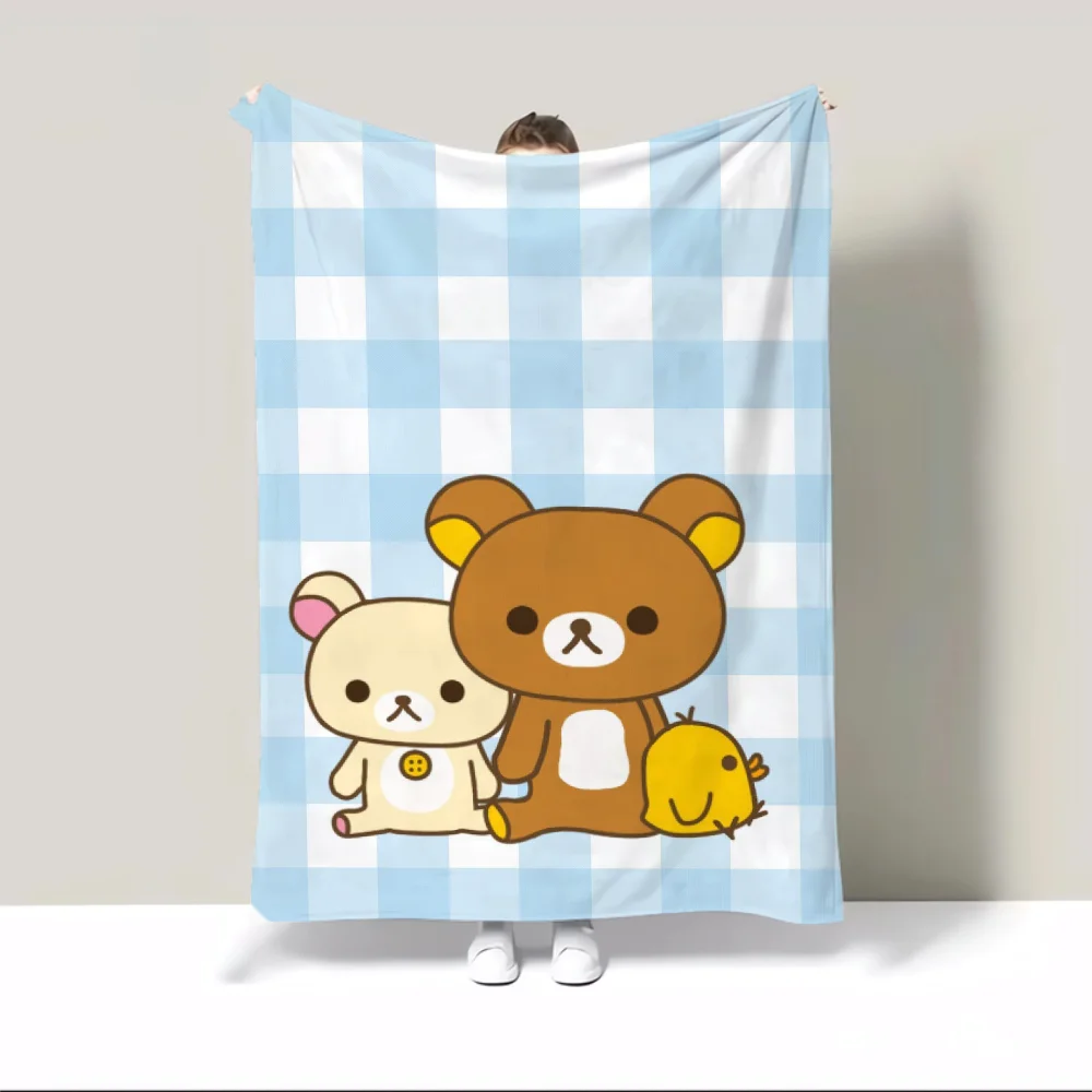 Rilakkumas 푹신한 부드러운 담요, 소파 장식 담요, 침대 던지기 담요, 극세사 침구, 니트 격자 무늬 비치 타올, 무릎 낮잠