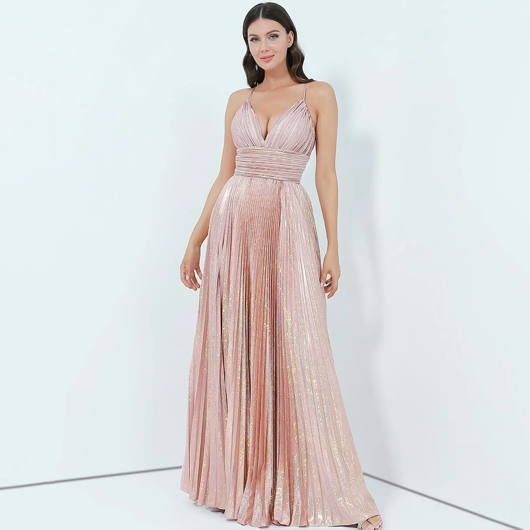 

OEING Sweetheart Luxury Garden Evening Dresses Pleat Pink Sleeveless Formal Birthday Floor Length Elegant Prom Gowns Party Women