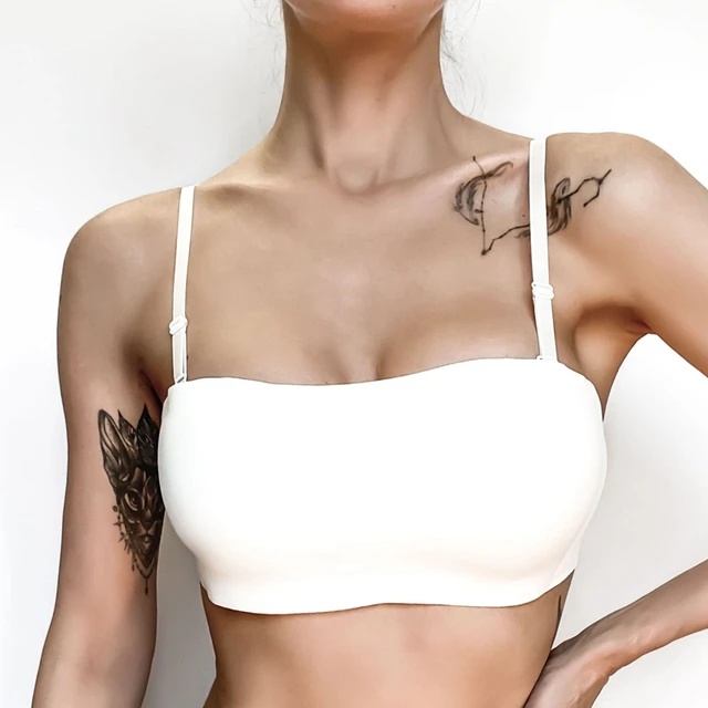 Women's Summer Strapless Bra Wearable Anti-Slip Invisible Seamless One-Piece Tube Tops Removable Pads Intimates Sexy Lingerie 2