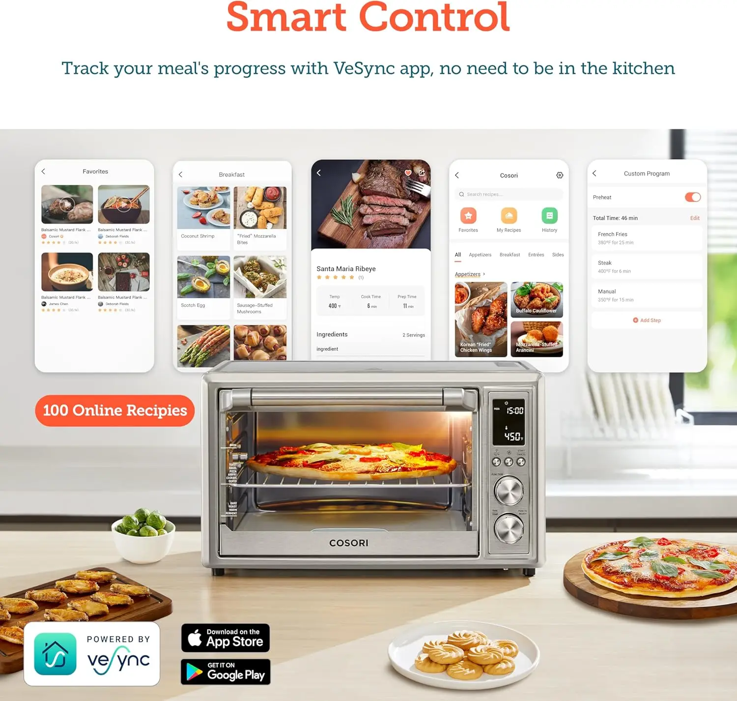 Toaster Oven Combo, Airfryer Rotisserie Sous Vide Convection Oven Countertop, Bake, Broil, Roast, Dehydrate 5