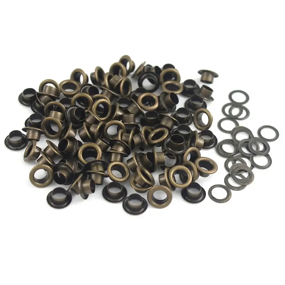 Brass Eyelets with Washers Leather Craft Repair Grommet Round Eye Rings 100sets 6mm For Shoes Bag Clothing Skin Belt Hat