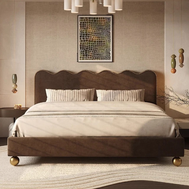 Tête de lit minimaliste, cadre double esthétique, lit français, chambre à coucher, Queen, accessoires de maison pour dortoir 1