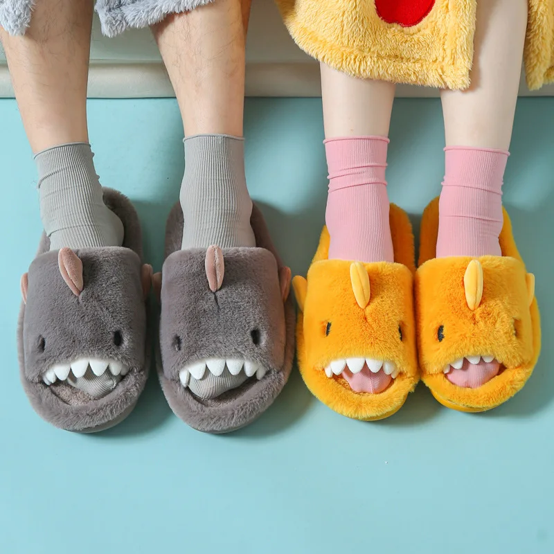 Warm Cotton Unisex Shark Slippers for Winter