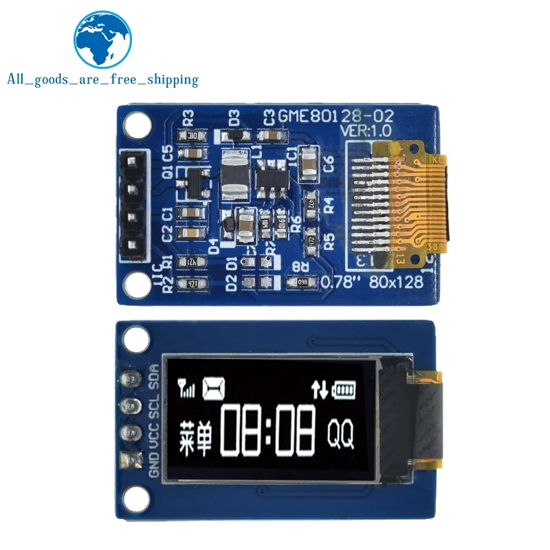 Модуль ЖК-дисплея TZT с OLED-дисплеем 0 78 дюйма разрешение 78*80 интерфейс SPI драйвер SH1107