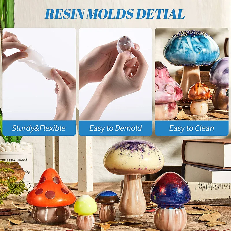 5 Styles Mushroom Resin Molds,Silicone Molds for DIY Resin Epoxy Casting  Craft Halloween Christmas Home Art Craft Ornaments