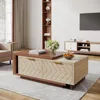 Extendable Coffee Table, 42"-65" Length Adjustable Reversible Wood Coffee Table , Large Long Rectangular Dual-Tone Center Table 1