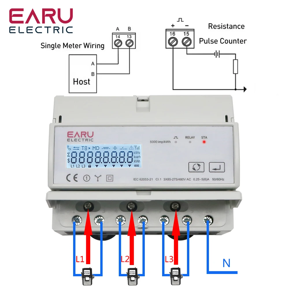 Tuya WiFi ZigBee Three Phase Bidirectional Energy Meter KWh Monitor 3*110/190V o