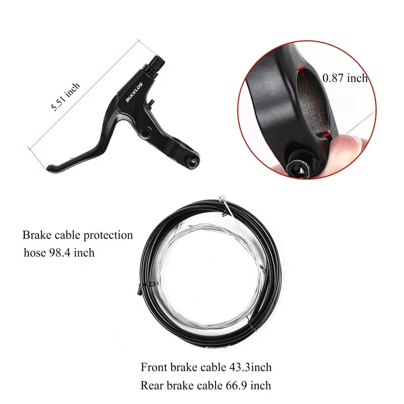 BUCKLOS Bicycle Brake Lever&Cable Set Durable Stainless Steel Brake Cable Universal Road Mountain Bike Lever Cycling Parts