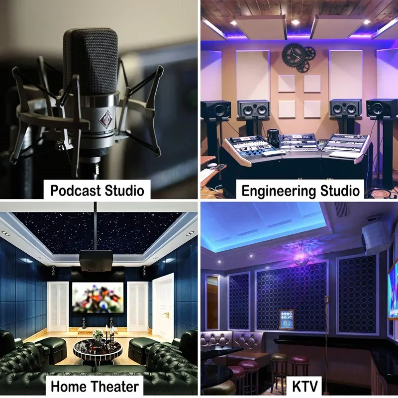 Studio Acoustic Soundproof Foam Pyramid Noise Insulation Panels 24Pcs 25x25x5cm 12Black 12Blue