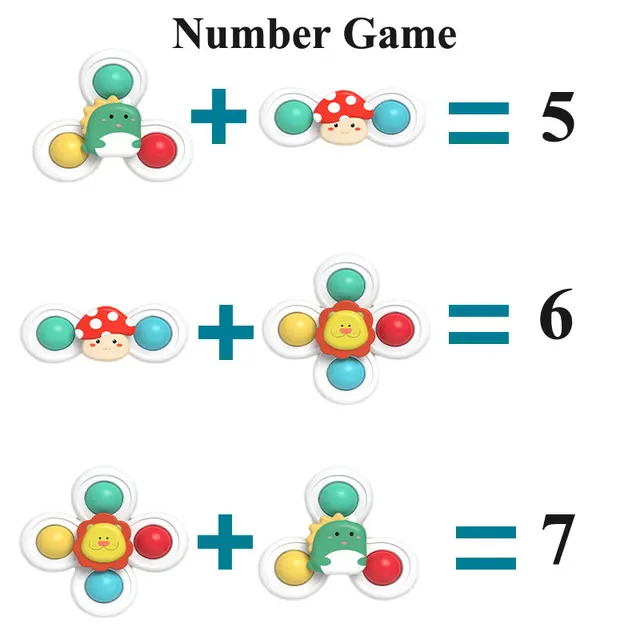 3PC Set Suction Cup Spinning Cartoon Animal Spinner Toys For Kids Window High Chair Tray Bath Table Travel for Children Gift 5