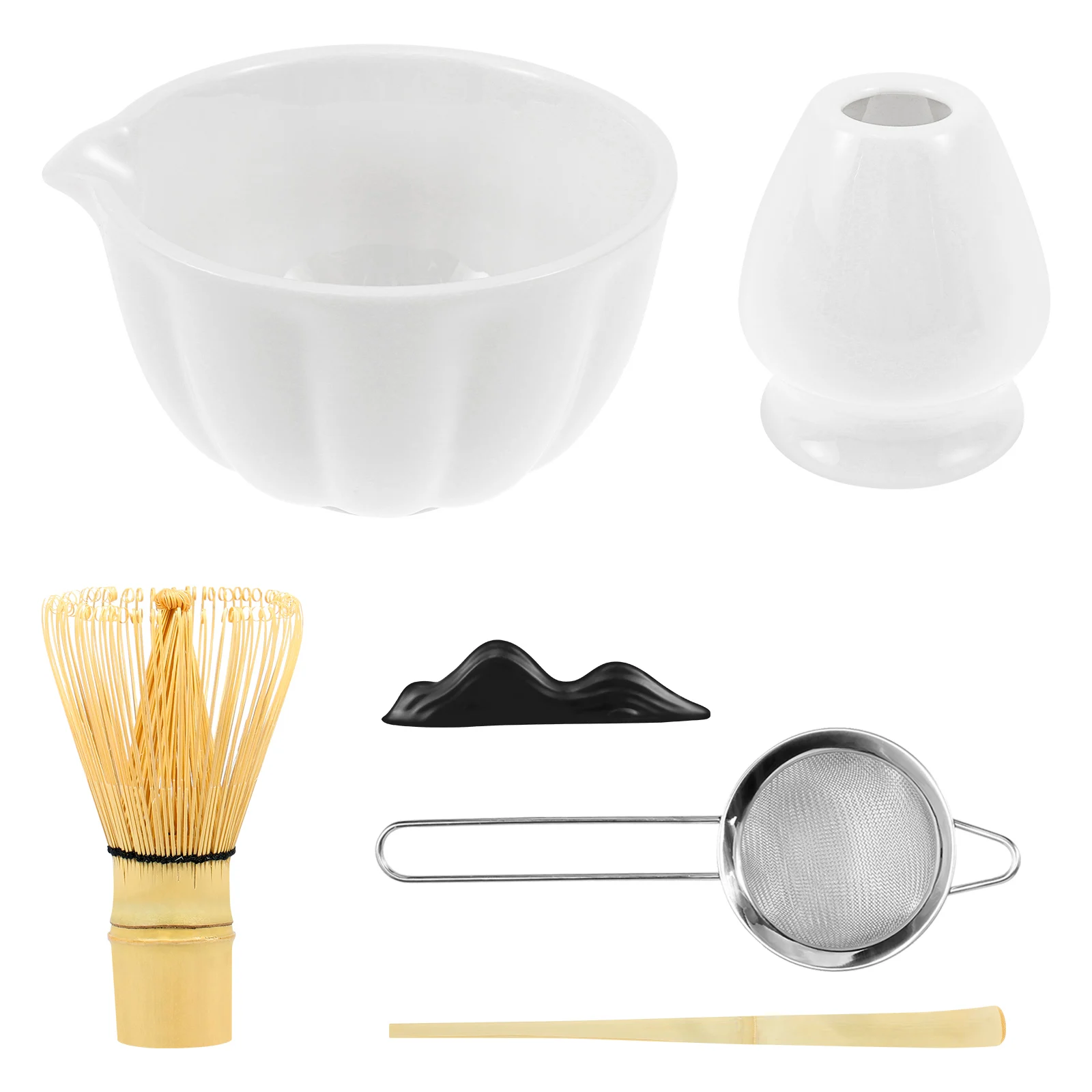 6 Pcs Matcha Set Exquisite Matcha Tea Kit Includes Ceramic Whisk Holder Bowl Bamboo Whisk Scoop Sifter Versatile Tea