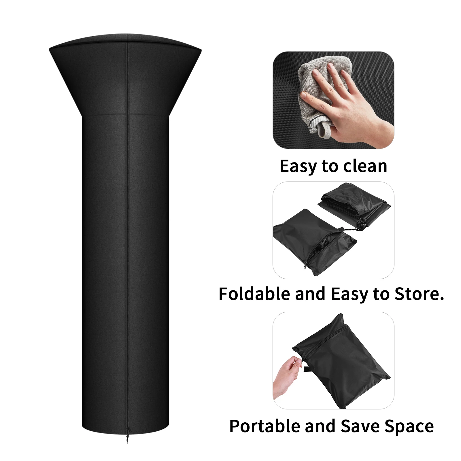 210D Oxford Cloth Patio Heater Cover Umbrella Fan-shaped Covers Waterproof with Zipper Garden Courtyard Furniture Protector