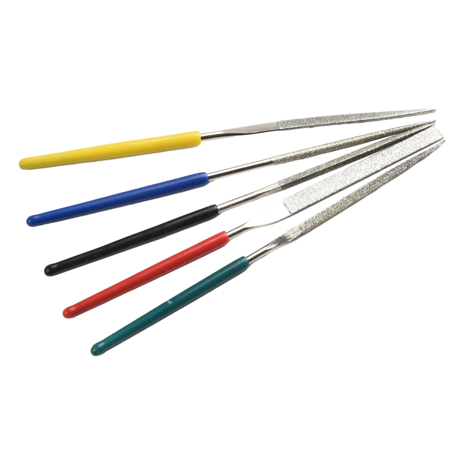 

Triangle Square Round Flat Semicircle Diamond Files 5Pcs Small Needle File Set for Metal Deburring and Glass Fixing 2x100mm