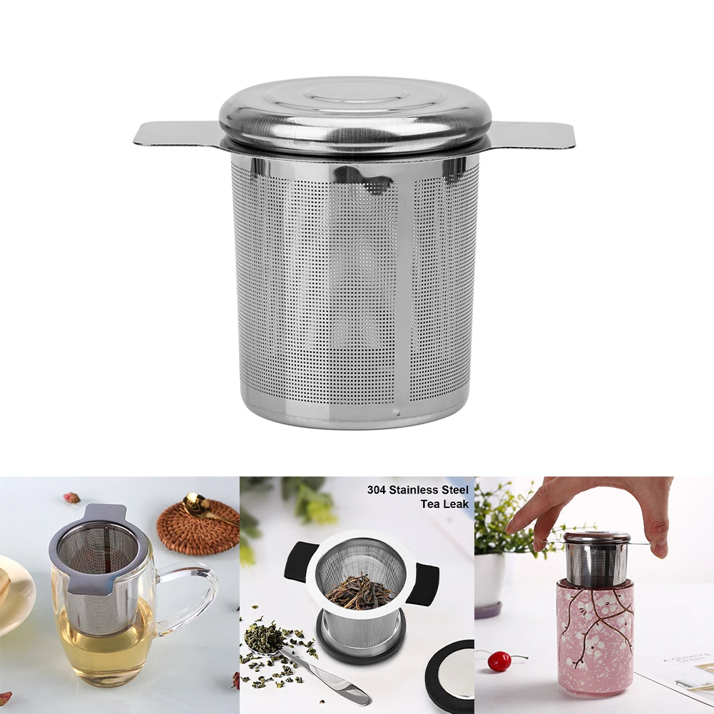 

Stainless Steel Tea Drain Grid Binaural Tea Infuser Filter With Lid For Kitchen Brewing Tea Boiling Soup Accessories 6x7cm