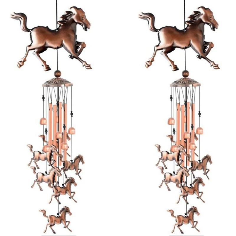 

2X Vintage Wind Chimes,Horse Wind Chimes Music Wind Chimes For Family Ladies Festivals Balconies Garden Decoration