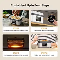 Boîte à lunch électrique portable, capacité de 1L et batterie externe de 16000mAh, auto-chauffante sans fil pour le travail, les voyages, la voiture, le bureau 4