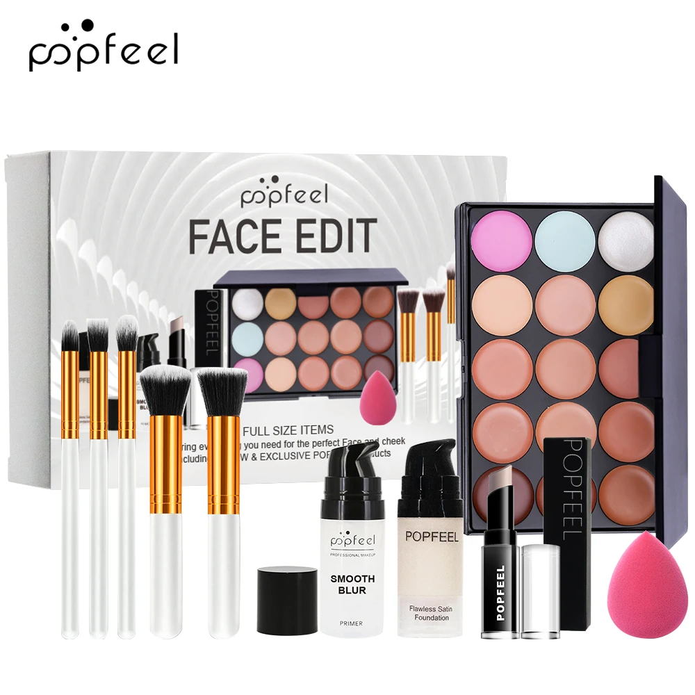 POPFEEL Face Makeup Kit, Waterproof and Sweatproof, Includes Concealer, Primer, Loose Powder, Blush, and More, Ideal for Beginne - 5