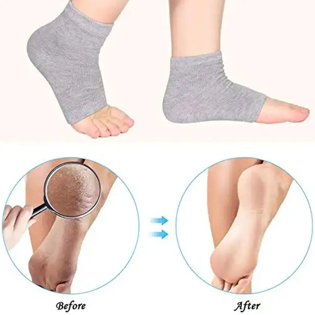 1pair Silicone Insole Moisturizing Socks Heels Protector Anti Crack Foot Spa Socks Gel Shoes Insoles Feet Care Pedicure
