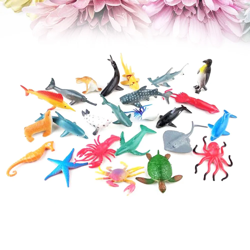 

24pcs Children's Educational Toys Simulation Toys Marine Animal Models Sea Ocean Animals Plastic Animal Pool Toys Set Display