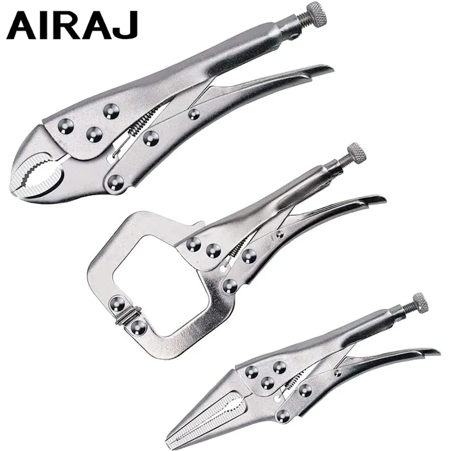 AIRAJ 3pcs Locking Pliers Spring Design, High Torque Heavy-Duty Water Pipe Pliers, Durable Industrial Grade Manual Tools