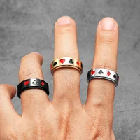 Lucky Poker Fidget Spinner Men Rings Stainless Steel Punk Luxury New In Women Jewelry Fashion Accessories Gift Wholesale 2