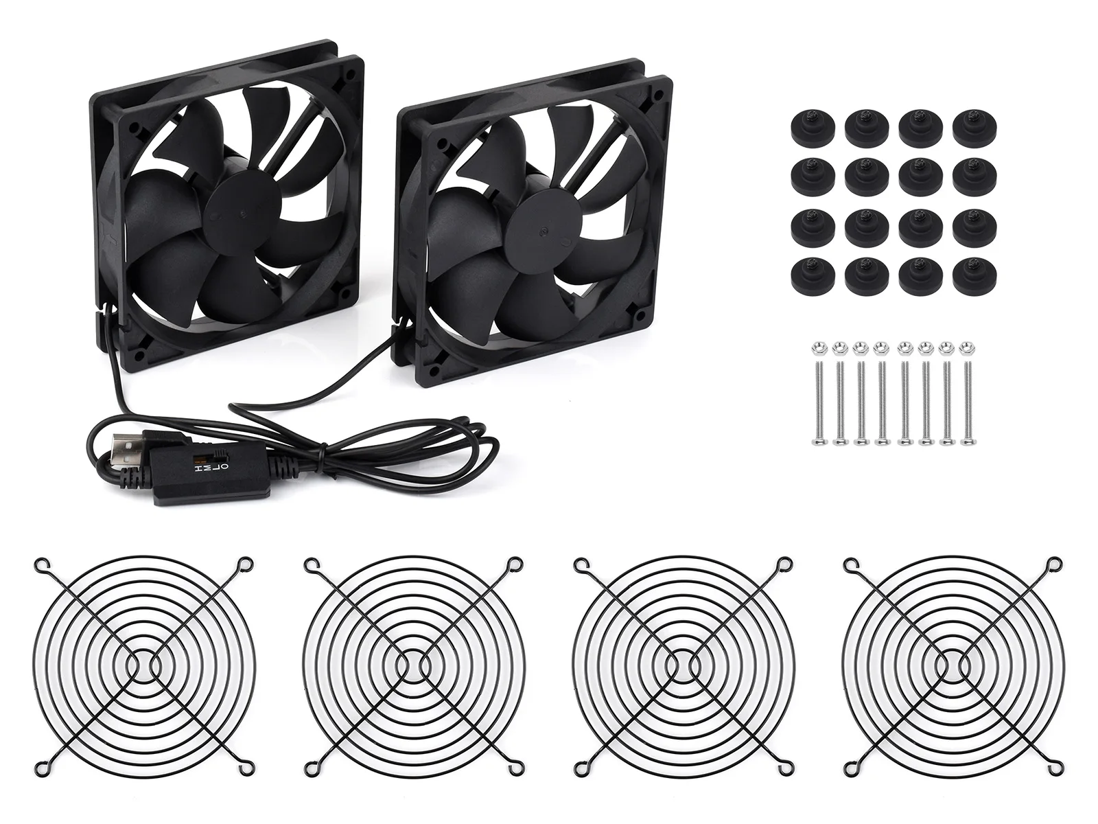 120mm USB 5V 저소음 냉각 팬 3단 속도 조절 가능 금속 그릴 보호 기능 52CFM 라우터 PS5 NAS 캐비닛용