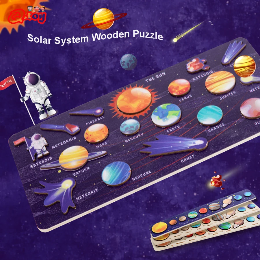 

Educational Montessori Wooden Puzzle Solar System 8 Planets Board Game Kids Cognitive Toys for Primary School Preschool Toy