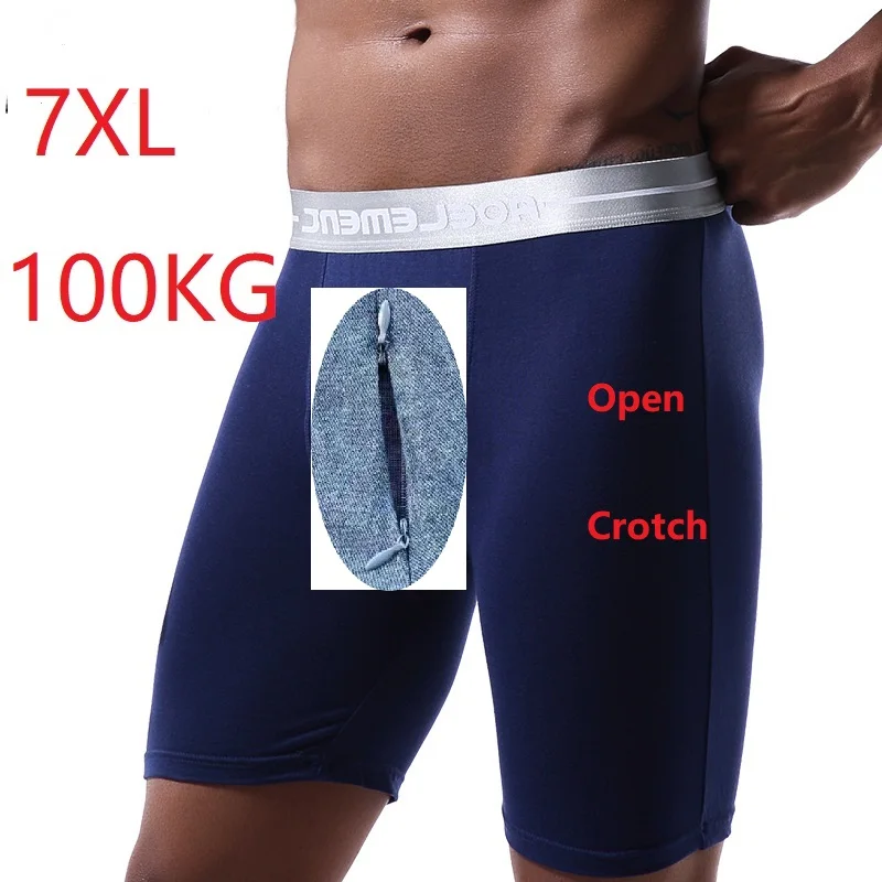 Open Crotch Tight Extended Version Sports Underwear Modal Anti-Wear Leg Men 'S Boxers Plus Size Long Leg Running Panties