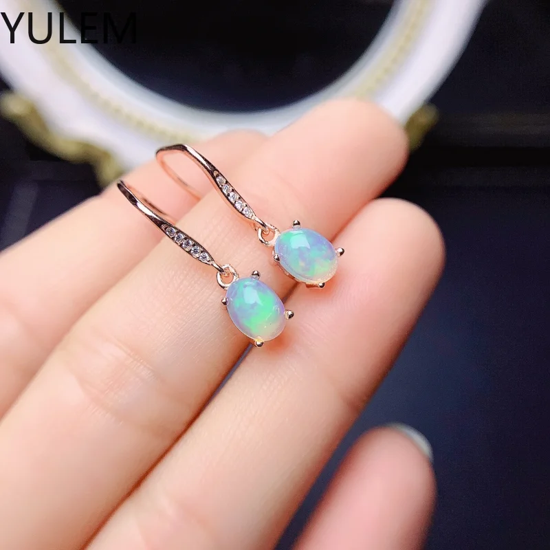 YULEM 925 Sterling Silver Natural Opal Earrings Fashion Earrings