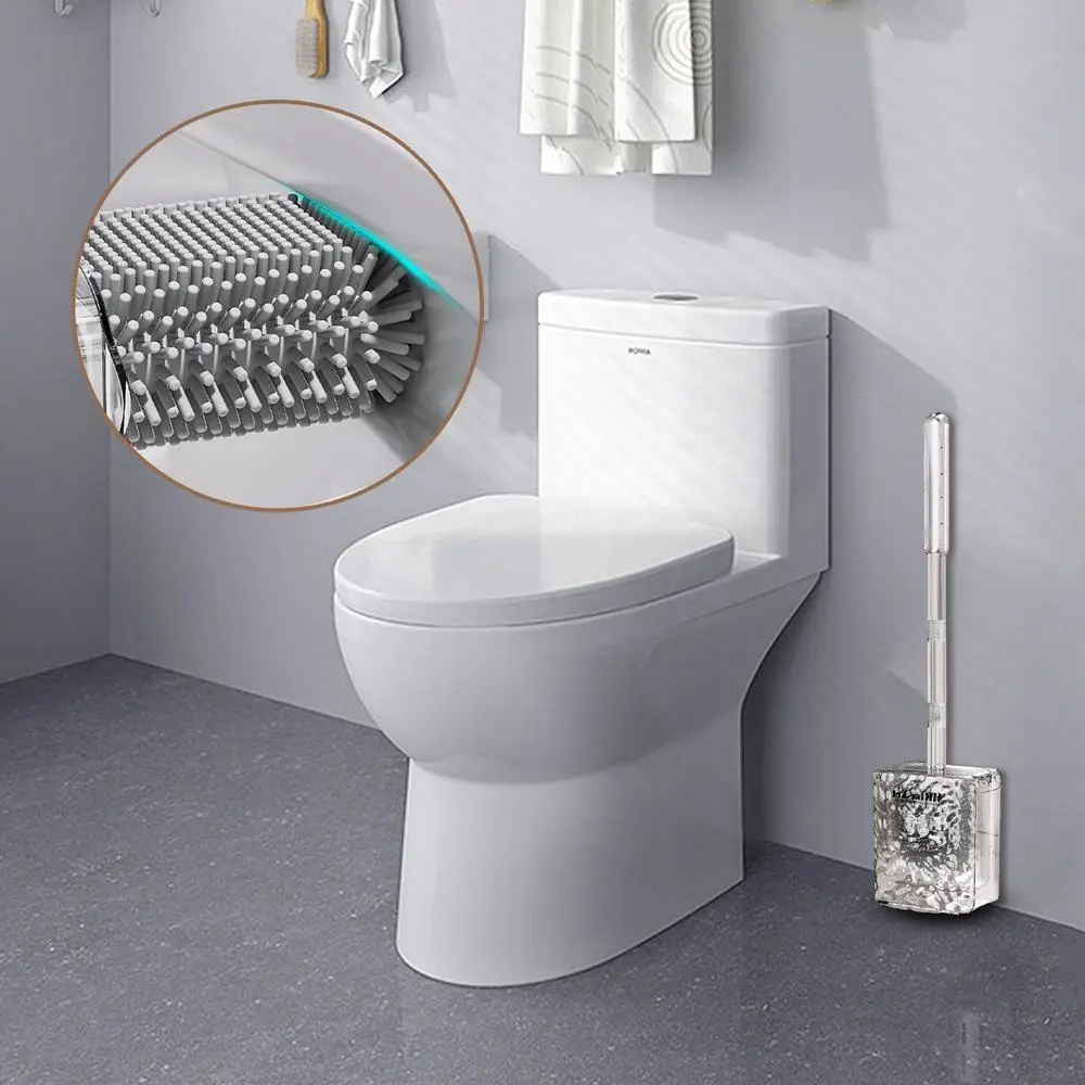 Description Picture 4 of itemToilet Brush and Holder Wall Mounted Toilet Scrubber with Long Handle Drainage Hole Design Bathroom Decor Home Accessories