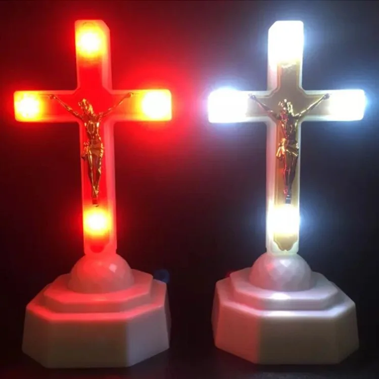 Electronic plug in led small cross jesus eucharist light cabinet vigil