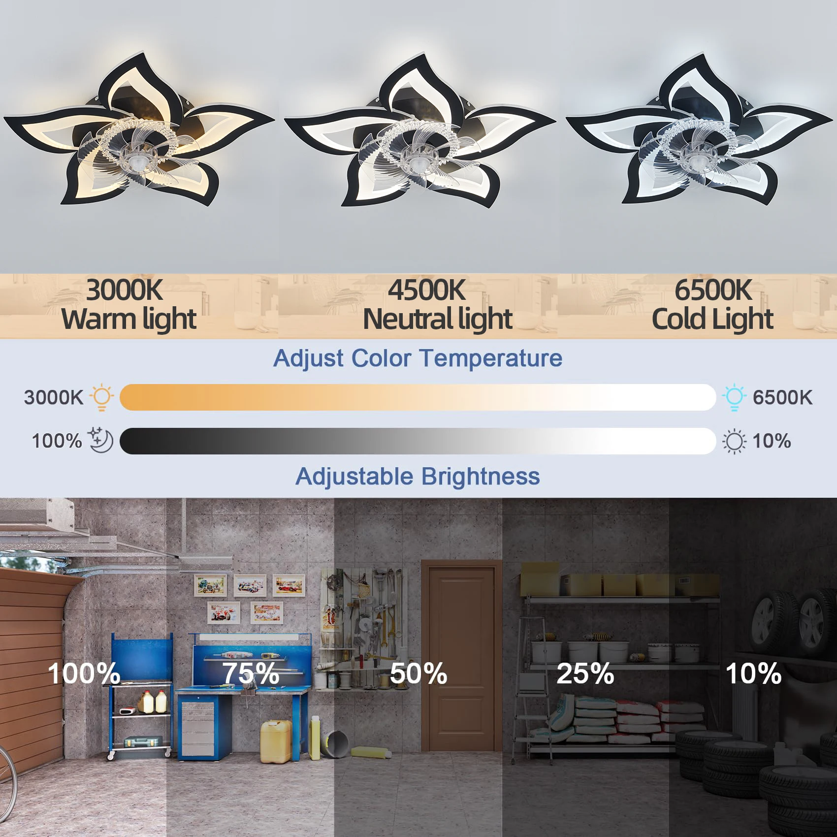 Ceiling fan light IRALAN modern with light smart remote control and APP for room living room kitchen