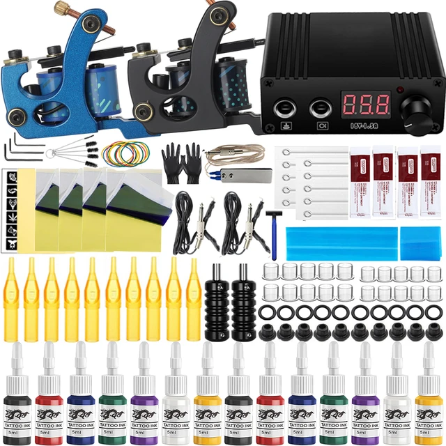 Tattoo Kit Tattoo Machines Gun With Ink Power Supply Tattoo Grips Body Art  Tools Complete Tattoo Set Accessories Supplies - Tattoo Kits - AliExpress