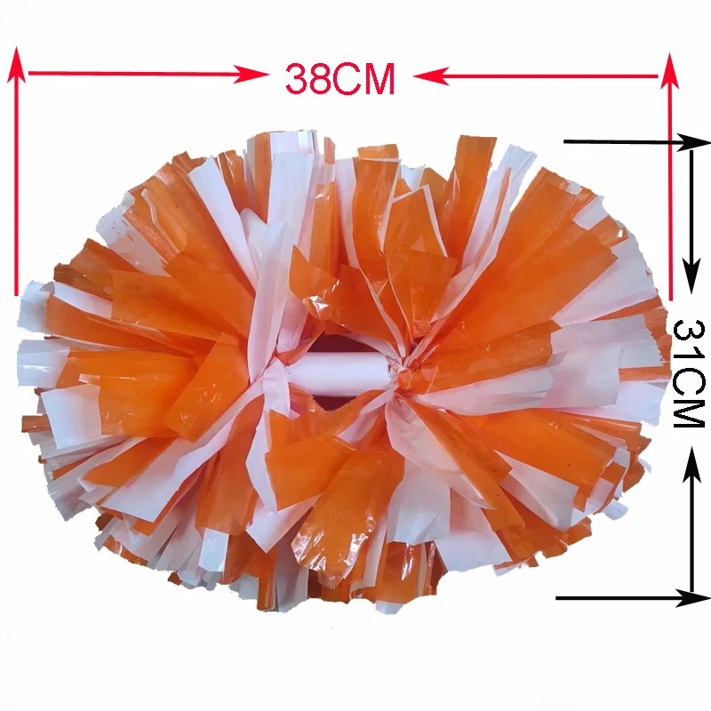 2PCS Metal Red Mix White Cheerleading Pom Poms 32CM