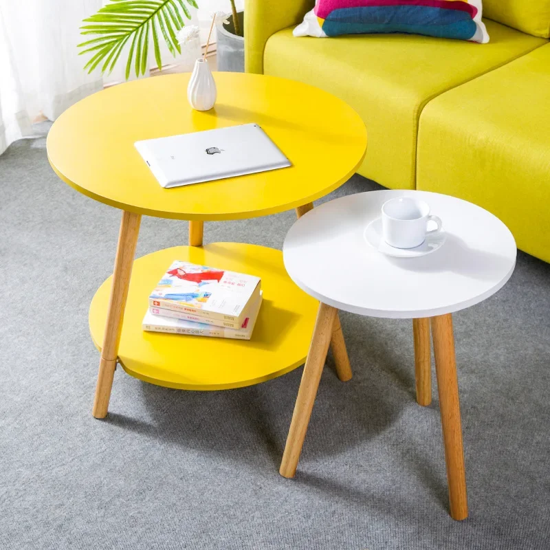 Contemporary round coffee table-New listing wood coffee table, modern living room sofa side desk, smooth minimalist design
