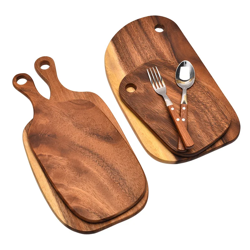 HEMU-Acacia Wood Bread Board, Wood Chopping Board, Western Style, Pizza, Sushi, Cutting Cheese, Steak Tray, Wooden Fruit