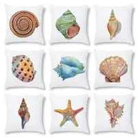 Seashell Conch Pattern Cushion Cover Marine Style Sofa Seat Pillow   Shell Print    1