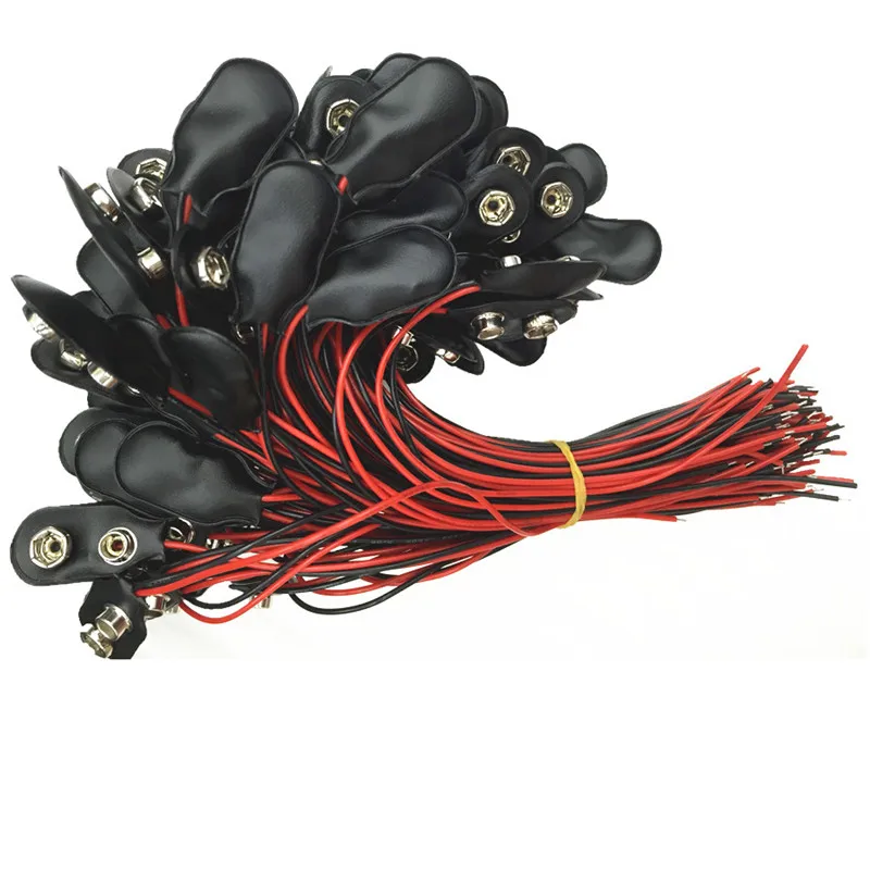 

1000pc/lot 9V I Type Battery Connector Snap DC Clip Male Line Adapter Terminal Experimental Power Cable 15cm 150mm