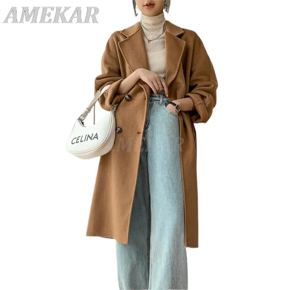 

High-end Double-sided Woolen Coat Women's Jacket Mid-length 2022 New Autumn And Winter 100% Wool Pure Woolen Jacket For Women
